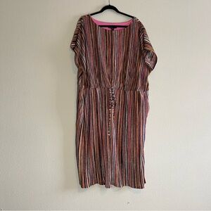 Maggy London Woman Size 22W Dress Multi-Colored Stripes, Small Sleeves